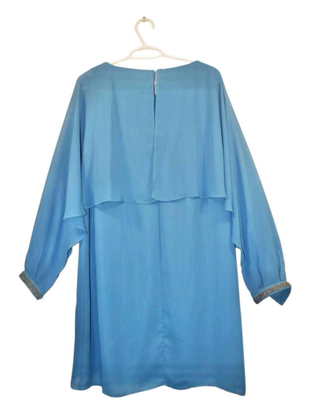 Light Blue Long-Sleeve Ruffle Overlay Dress - Picture 4 of 6